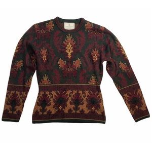 Wool Blend Vintage Express Tricot Crew Neck Sweater Fall Colors Size S